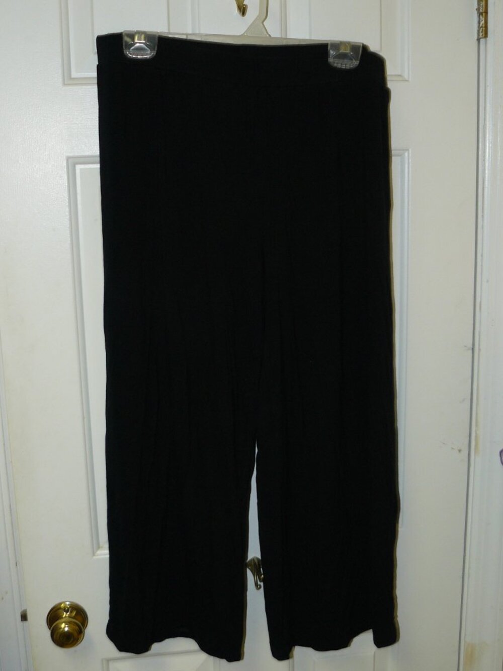 LOGO by Lori Goldstein Black Pull-On Wide Leg Knit Pants Sz L